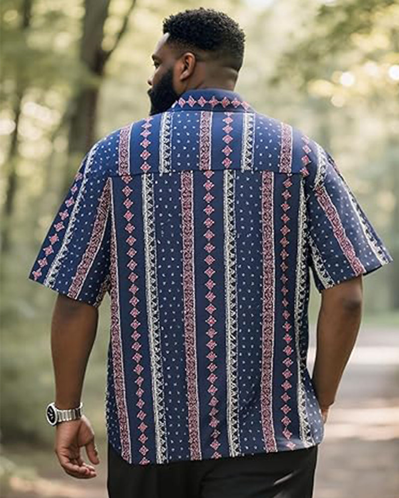 Big and Tall Men's Short Sleeve Button Summer Beach Work Shirt