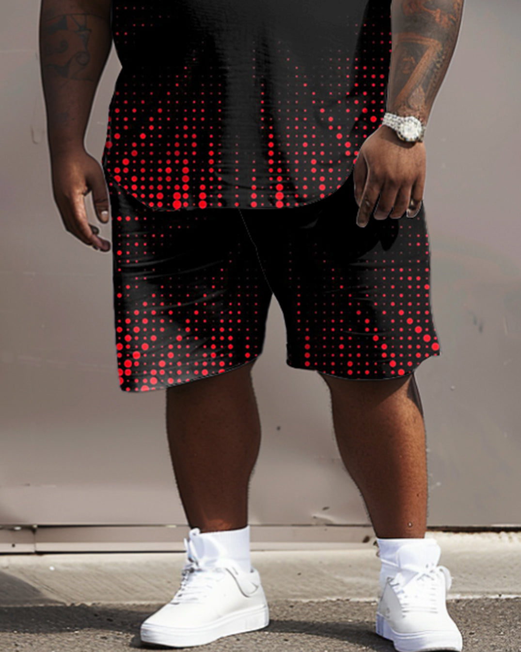 Street Hip Hop Geometric Linear Dot Print Large Men's Suit