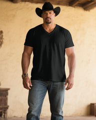 Men's Plus Size Solid Color Cotton Blend Multi Color Choice V-Neck Short Sleeve T-Shirt