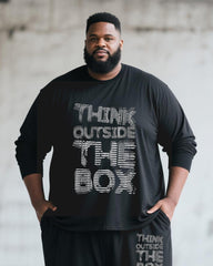 Big & Tall Men's Striped Graffiti Alphabet Print Long Sleeve T-Shirt Trousers Suit