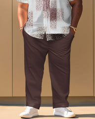 Gradient Pattern Print Short Sleeve Shirt Trousers Suit Men's Plus Size
