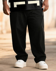 Big & Tall Men's Classic Khakis Black Geometric Print T-Shirt Pants Suit