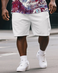 Men's Artistic Abstract Gorillas Print Summer Casual Big & Tall Short-Sleeve T-shirt & Short Set