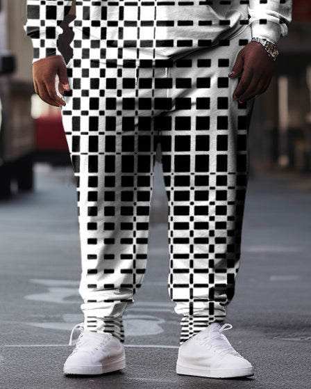 Men's Plus Size Casual Hip Hop Abstract Graphic Hoodie Two-Piece Set