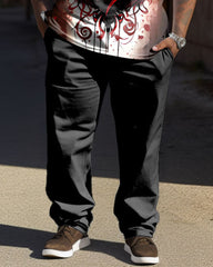 Men's Plus Size Street Fashion Gradient Love Printed T-shirt Trousers Suit