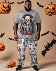 Halloween Skull Short Sleeve T-shirt Plus Size Men's Suit