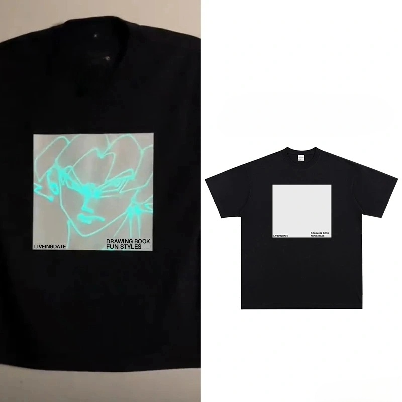 Glow Custom Cotton Tee: Phone Image to Light - Up Art