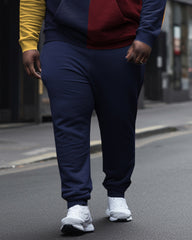 Big Men's Color Block Casual Sports Hoodie Long Sleeve Two Piece Set