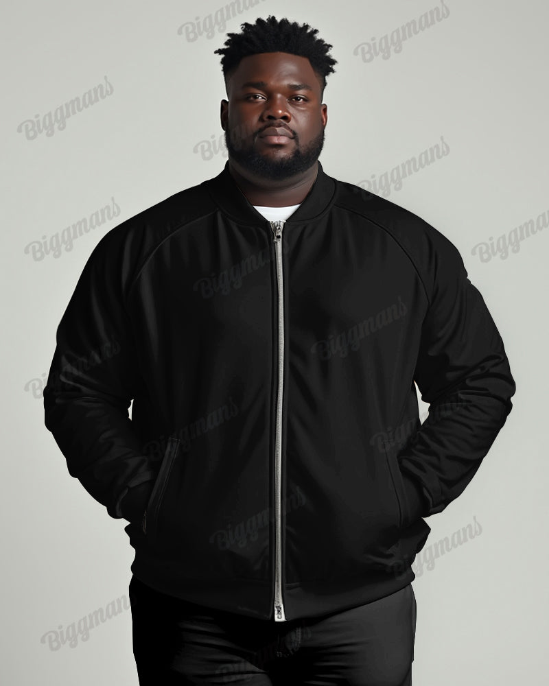 Men's Daily Casual Simple Solid Color Big and Tall Long Sleeve Jacket