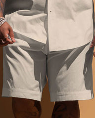 Big Men's Simple Stripe Patchwork Printed Pocket Short Sleeve Shirt Shorts Set