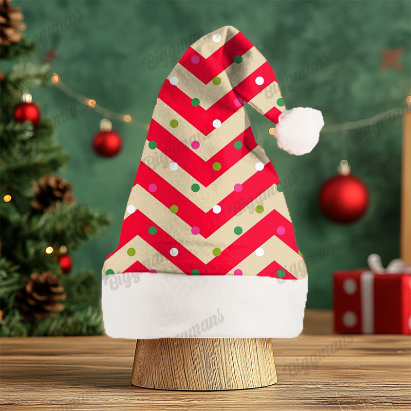 Christmas Fun Red Green Santa Cartoon Print Gift Plush Party Decorative Hat