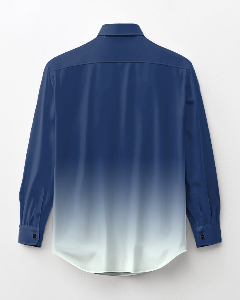 Men's Plus Size Versatile Single Color Gradient Long Sleeve Lapel Shirt 2 Piece Set