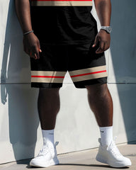 Big Guys Colorblock Striped Print T-Shirt Shorts Set