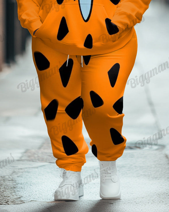 Women's Plus Size Fred Flintstone Tie Print Hoodie Pants Two-Piece Set