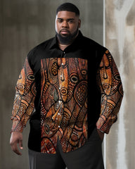 Black Indian Personalized Printed Big and Tall Men's Long Sleeve Shirt