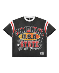 Plus Size Men Street Fashion Creative Personality Striped Print T-Shirt