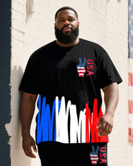 Men's Plus Size Independence Day Graffiti Bier USA Printed T-Shirt Trousers Suit