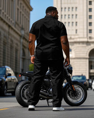 Men's Plus Size Business Casual Black & Red & White Colorblock Short Sleeve Shirt Trousers Suit