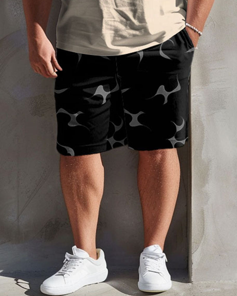 Men's Plus Size Casual Inspirational Slogan Alphabet Print T-Shirt Shorts Suit