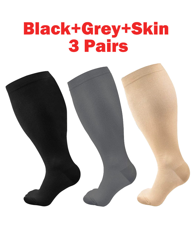🔥2XL-7XL Solid Color Running Fitness Compression Socks For Obese Men And Women Sports Socks