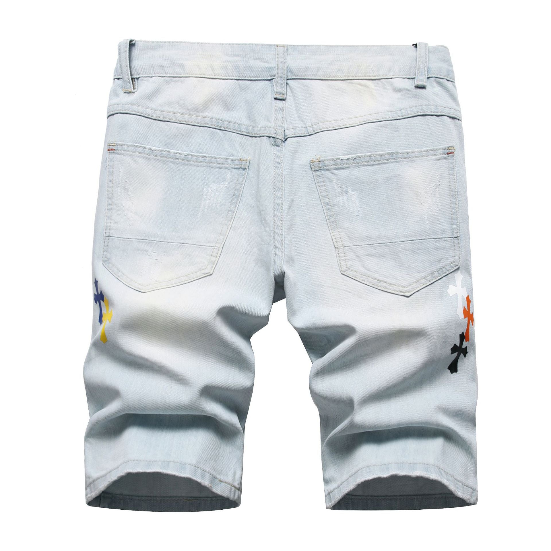 Men's Big & Tall Hole Feature Fashion Trendy Cross Shooting Jeans