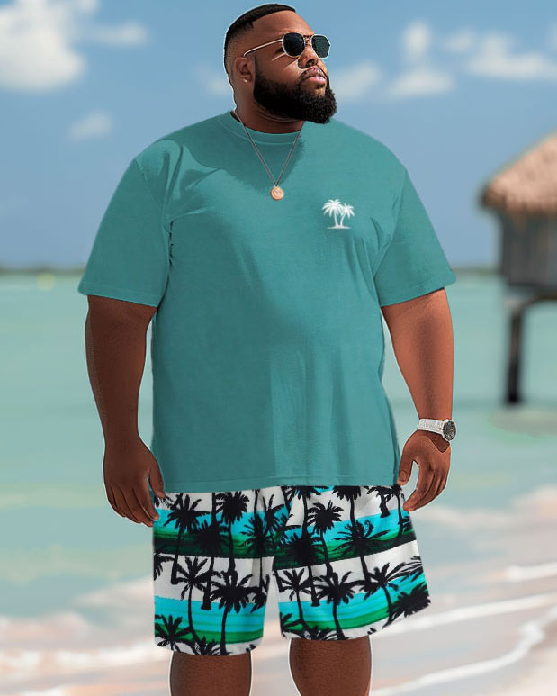 Men's Guys Coconut Tree Print T-shirt and Shorts Outfits Set