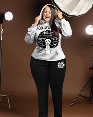 Women's Plus Size Afro Girl Bless Hoodie Set