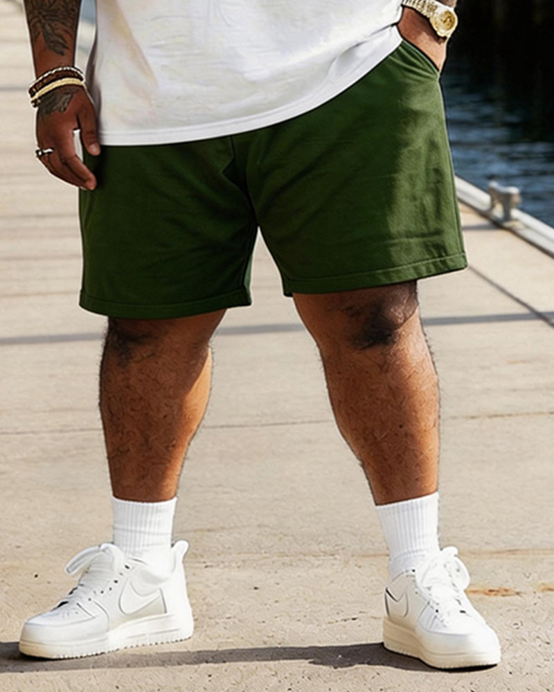 Big & Tall Men's American Vintage Von Dutch Printed Round Neck Short Sleeve T-Shirt Shorts Set