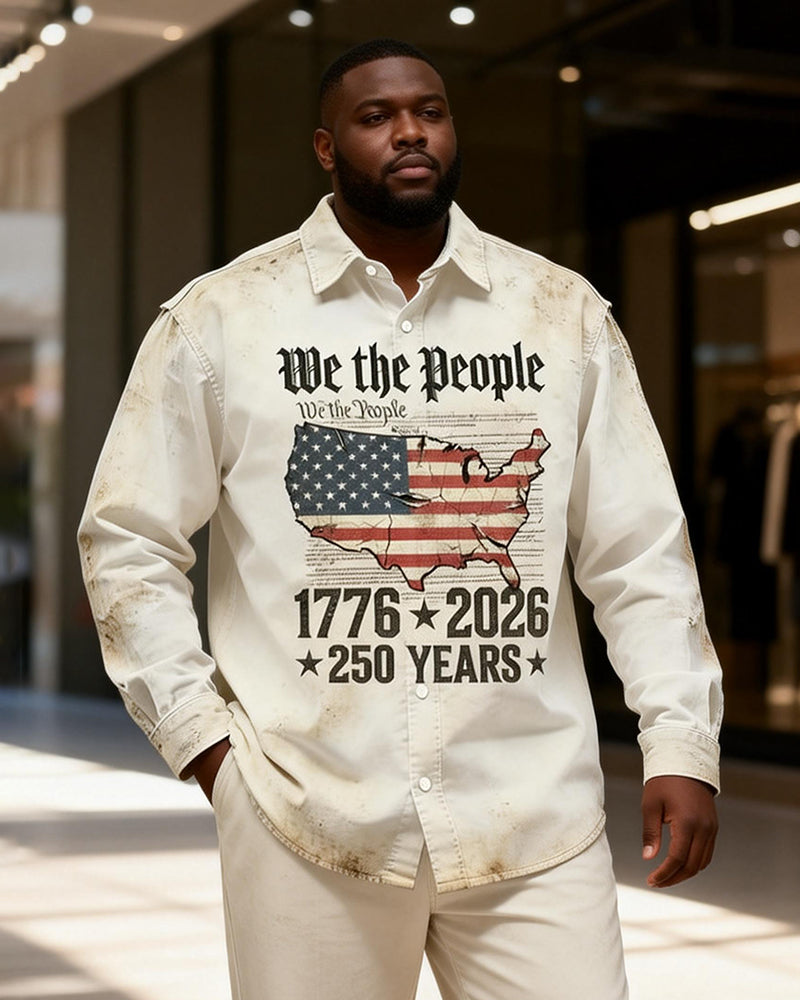 Big & Tall Men's We The People 250 Anniversary Vintage Printed Long Sleeve Shirt