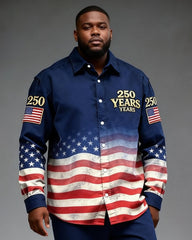 Big & Tall Men's United States 250 Anniversary Flag Gradient Print Long Sleeve Shirt