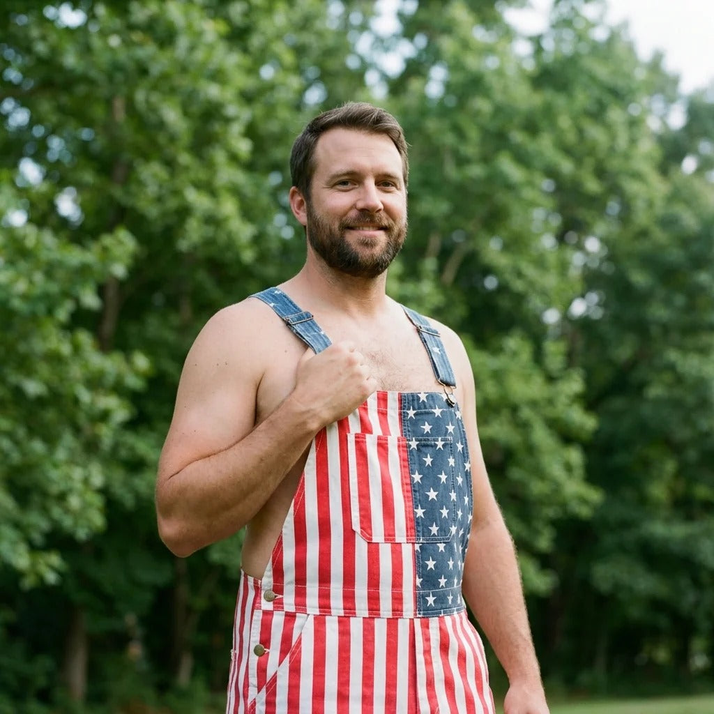 XS-5XL Independence Day Flag Couple's Suspenders