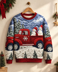 Big & Tall Men's Snowman Driving for Christmas Quilted Sweatshirt