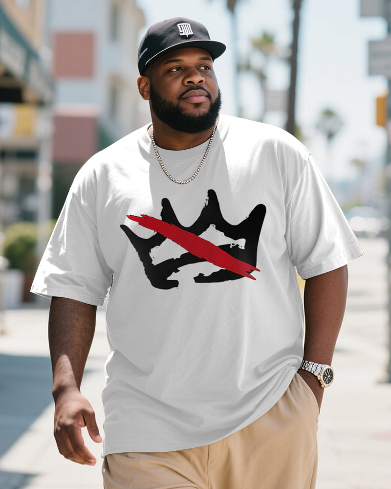 Big & Tall Men's Fun Crown Personalized Graffiti Printed Short Sleeve T-Shirt