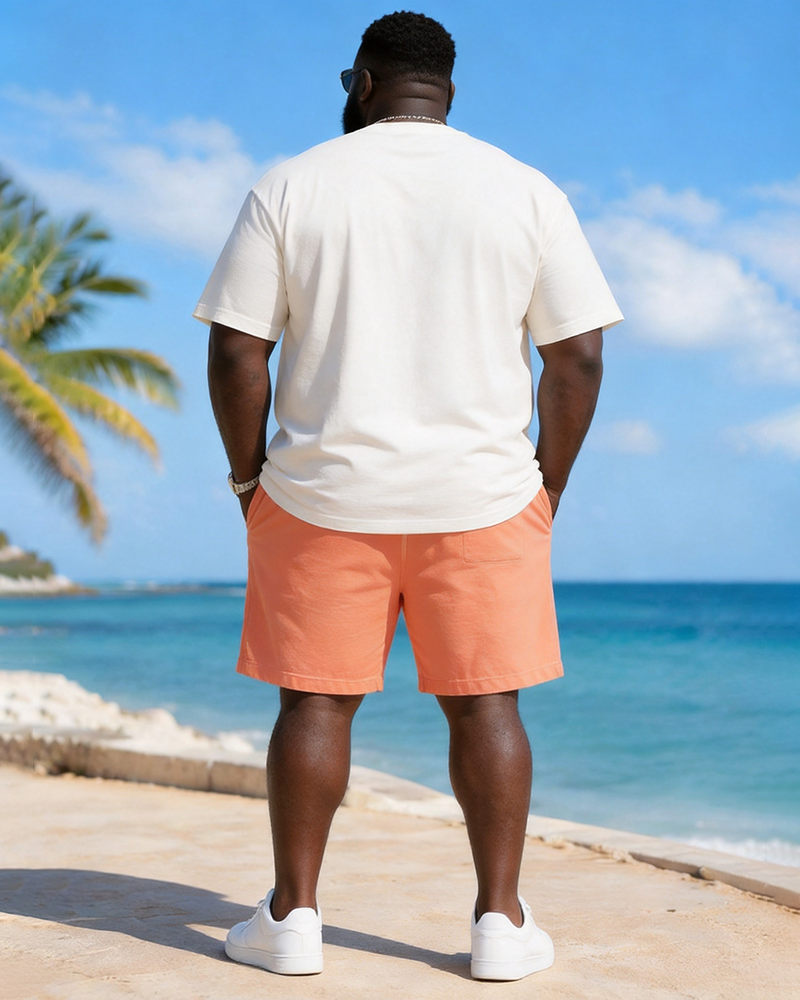 Big & Tall Men's Summer Pineapple Fun Print Crew Neck Short-Sleeve T-Shirt And Shorts Set