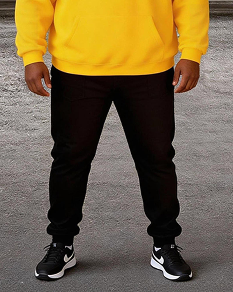 Big & Tall Men's Bright Yellow "Never Give Up" Printed Hoodie Set