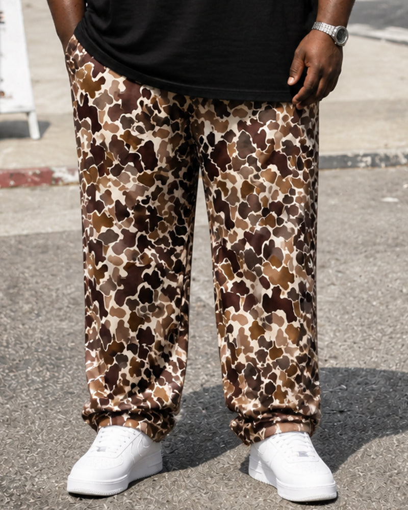 Big & Tall Men's Leopard Print Cross T-Shirt Pants Set