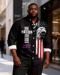 Big & Tall Men's United States 250 Anniversary Flag Gradient Print Long Sleeve Shirt