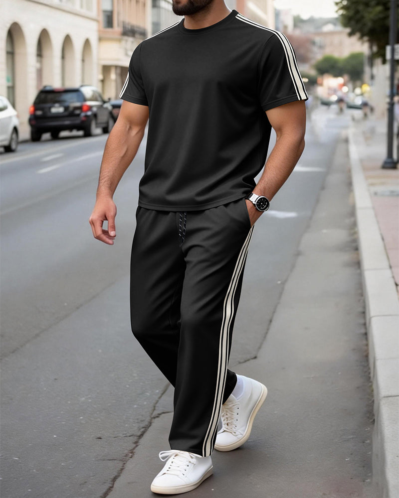 S-3XL Men's Casual Short-sleeved Trousers Sports Suit