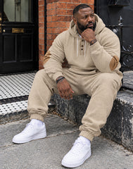 Big & Tall Men's Casual Jacquard Hooded Sweatshirt Set