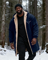 Big & Tall Men's Hunting Style Bull Totem Print Velvet Thickened Long Hooded Coat