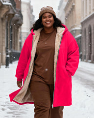 Women's Solid Color Velvet Thickened Long Hooded Coat