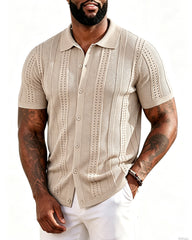 S-4XL Men's Knitted Short-sleeved Button Polo Shirt