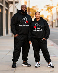 Big & Tall Couples "keep Love Alive" Clenched Fist Love Printed Hoodie Set