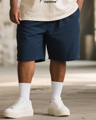 Big & Tall Men's Vintage Japan Tokyo Architectural Printed Round Neck Short Sleeve T-Shirt Shorts Suit