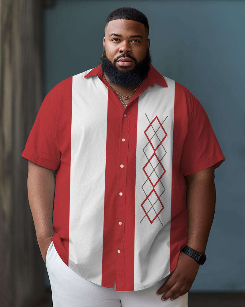 Big Guys Summer Beach Casual Short Sleeve Shirt with Buckle