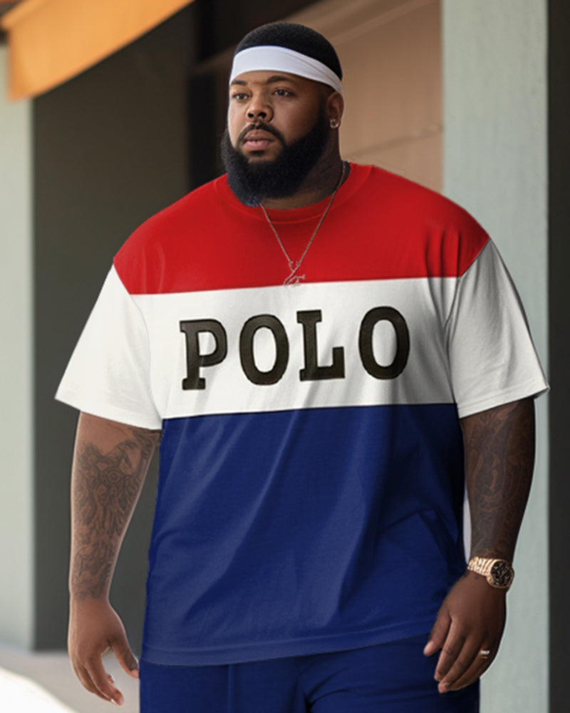 Men's Plus Size Polo Sport Two-Piece Set
