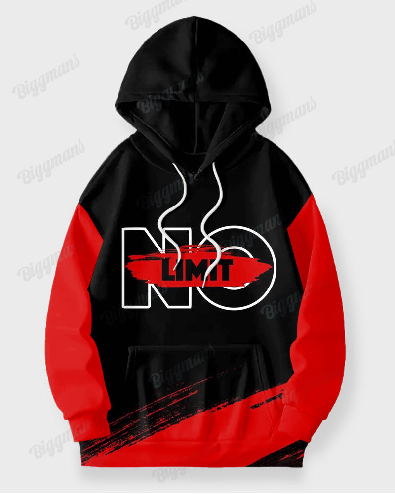Men's Big & Tall Casual Hip Hop No Limit  Black Graphic Hoodie Two-Piece Set