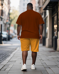 Men's Plus Size Graffiti Tacos Alphabet Print Short Sleeve T-Shirt Shorts Suit