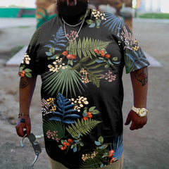 Black Plus Size Casual Floral T-Shirt