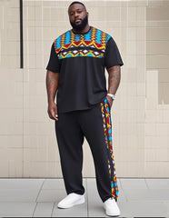 Big Boy Impression Totem Print Short Sleeve Trousers Suit